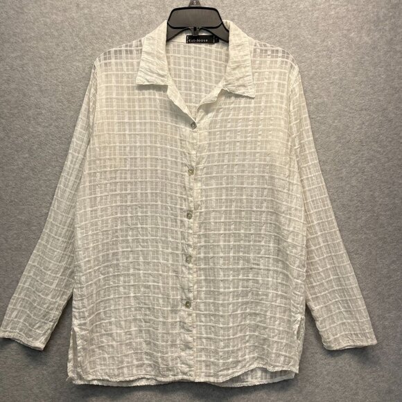 Cut Loose Sheer Top Womens Small White Oversized Lightweight Geometric - Picture 1 of 9